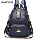 Weiyinxing Women Backpacks Luxury Solid Color Soft Leather Female Travel Shoulder Bags Back pack High Quality School Bags For Girls