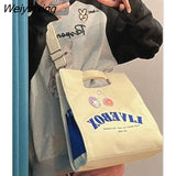 Weiyinxing Style Crossbody Bag Female Leisure Commuter Shoulder Bag Student Handheld Canvas Bag For Class