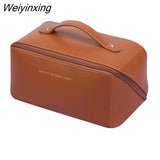 Weiyinxing Large Travel Cosmetic Bag For Women Leather Make Up Organizer Toiletry Kit Bags Female Makeup Accessories Pouch Case Storage