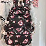 Weiyinxing Women Cartoon Laptop Cute Printing School Bag Female Waterproof Fashion Girl Travel Nylon Book Bags Lady College Backpack Trendy