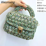 Weiyinxing Rope Woven Women Handbags Designer Knitting Chains Shoulder Crossbody Bag Casual Lady Hand Bags Small Flap Purses 2023