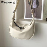 Weiyinxing Women's Fashion Handbags Retro Solid Color Crossbody Bag PU Leather Underarm Hobos Bag Casual Female Tote Canvas Shoulder Bags