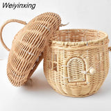 Weiyinxing Rattan Mushroom Basket Bag Designer Wicker Woven Women Handbags Lovely Summer Beach Straw Bag Bali Holiday Box Purses