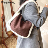 Weiyinxing Women's Furry Tote Bags Winter Plush Scrub Handbags Women Underarm Bags Large Capacity Tote Shoulder Bags For Women Handbag