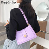 Weiyinxing Pattern Handbag for Women 2023 Candy Color Chain Ladies Small Shoulder Bags Fashion Design Leather Armpit Bag