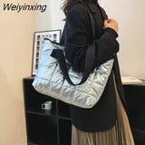 Weiyinxing Winter Space Shoulder Bag Nylon Cotton Casual Tote Bags For Women Large Capacity Commuter Handbag Female Top-handle Bag