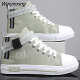 Weiyinxing Sneakers for Women Yellow Vulcanized Shoes Lace-up Casual Canvas Shoes Size 35-44 Breathable High Top Men Walking Shoes