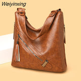 Weiyinxing Brand Soft Leather Ladies Messenger Bag High Capacity Tassel Handbag High Quality Girls Shoulder Bag New Fashion Tote Bag