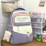 Weiyinxing Letter Printing Waterproof Nylon Women Backpack Female Multiple Pockets Cool Travel Book Bag Teenage Girl Big Schoolbag