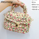 Weiyinxing Rope Woven Women Handbags Designer Knitting Chains Shoulder Crossbody Bag Casual Lady Hand Bags Small Flap Purses 2023