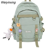 Weiyinxing Women Solid Color School Backpack Black Nylon Female New Rucksack Casual Lady Travel Backpacks Korean Backpack Mochila