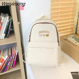 Weiyinxing Cartoon Embroidery Women Backpack Female Cute Nylon School Bag Girl Student Travel Bookbag Big Capacity Laptop Backpacks