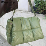Weiyinxing Padded Women Shoulder Bags Designer Brand Quilted Handbag Luxury Pu Space Cotton Crossbody Bag Large Tote Winter 2023