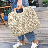 Weiyinxing rattan large capacity tote for women wicker woven wooden handbags summer beach straw bag lady big purses travel sac 2023