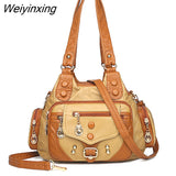 Weiyinxing FASHION Woman Messenger Bag Luxury Soft Leather Handbags Bags Designer Brand Women Multi Pocket Shoulder Tote Bag