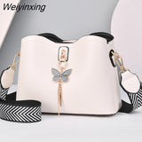 Weiyinxing Women White Handbag New Designer Butterfly Tassel PU Leather Messenger Bags Ladies Crossbody Female Tote Shoulder Bag