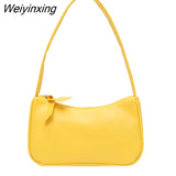 Weiyinxing New Women's Fashion Handbags Retro Solid Color Totes Bags PU Leather Shoulder Underarm Bag Casual Women Shoulder Bag