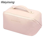Weiyinxing Large Travel Cosmetic Bag For Women Leather Make Up Organizer Toiletry Kit Bags Female Makeup Accessories Pouch Case Storage