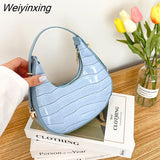 Weiyinxing Leather Women Luxury Designer Handbag Purses 2023 Fashion Vintage Double Zipper Half Moon Crescent Hobos Shoulder Bags