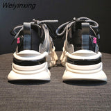 Weiyinxing Platform Sneakers Round Toe 2023 Spring Women's Chunky Shoes Lace Up Black Female Trainers Dad Shoes Tenis Feminino
