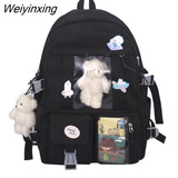 Weiyinxing Women Backpacks Waterproof Multi-Pocket Nylon School Backpack for Student Female Girls Kawaii Laptop Book Pack Mochilas