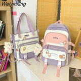 Weiyinxing New High School Girls Backpack Shoulder Bags Multi Pockets Waterproof School Bag Teenage Girls Kawaii Backpack Mochila