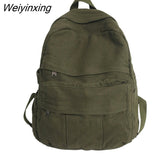 Weiyinxing Bag Student Shoulders Large Capacity Khaki Backpack Fashion Canvas Backpacks Female College Teen Computer Bag mochila 911