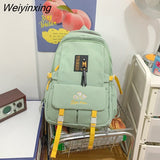 Weiyinxing Pocket Embroidered Waterproof Nylon Women Backpack Female Large Capacity Insert Buckle Travel Bag Teenage Girls Schoolbag