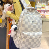 Weiyinxing Girl Plaid Student Backpack Korean Large Capacity Cute Women’S Schoolbag High Quality Waterproof Travel Bag Cool New