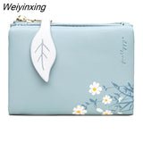 Weiyinxing New PU Leather Women's Short Wallet Small Fresh Korean Zipper Folding Coin Purse Multifunctional Buckle 2 Fold Card Holder 911