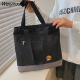 Weiyinxing Women Canvas Shoulder Bag Daily Shopping Bags Students Books Bag Thick Cotton Cloth Handbags Tote For Girls Casual Underarm Bag