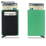 Weiyinxing Smart Wallet Card Holder Metal Thin Slim Men Women Wallets Pop Up Minimalist Wallet Small Black Purse Metal Vallet