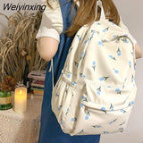 Weiyinxing Women Floral Large Capacity Backpacks Schoolbag for Kawaii Girls Student Waterproof Backpack Cute Teenager Travel Book Bag