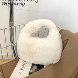 Weiyinxing Women New Luxury Handbags Plush Pouch Half Moon Underarm tote bag Shoulder bags for women Furry Handbags Totes sac a main femme