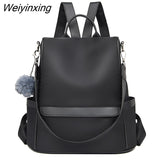 Weiyinxing New Waterproof Fabric Large Female Shoulder Bag Large Capacity Simple Style Casual Mochila Travel Women Anti-theft Backpack