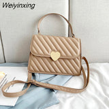 Weiyinxing Thread Quilted Crossbody Bag for Women Luxury Designer PU Leather Tote Bags Lady Retro Shoulder Handbag