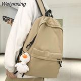 Weiyinxing Solid Color Nylon Backpacks Fashion Women Backpack Men Big Schoolbag Cool Bookbag Teen Student Portable Laptop Bagpack