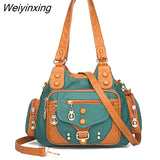 Weiyinxing FASHION Woman Messenger Bag Luxury Soft Leather Handbags Bags Designer Brand Women Multi Pocket Shoulder Tote Bag