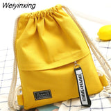 Weiyinxing New Fashion Canvas School Bags Drawstring Backpack Bag Portable Casual Backpack for Women Men Travel Backpack 911