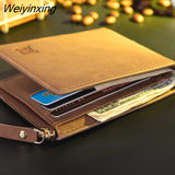 Weiyinxing Zipper Men Wallets Leather Wallet Money Bag Credit Card Holder Dollar Bill Wallet Clutch Purse for Boy Use Short Wallets