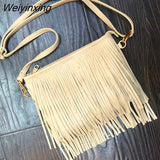 Weiyinxing Tassel Crossbody Bags for Women Elegant Mini Stylish Chic Shoulder Bags Ladies Leisure Solid European Style Messenger Bag
