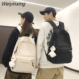 Weiyinxing Solid Color Nylon Backpacks Fashion Women Backpack Men Big Schoolbag Cool Bookbag Teen Student Portable Laptop Bagpack