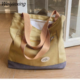 Weiyinxing Women Canvas Shoulder Bag Daily Shopping Bags Students Books Bag Thick Cotton Cloth Handbags Tote For Girls Casual Underarm Bag