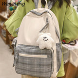 Weiyinxing Girl Lattice Travel School Bag Fashion Lady Kawaii Book Backpack Trendy College Cool Female Plaid Backpack Women Laptop Bag