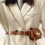 Weiyinxing Saddle Waist Bags for Women Designer Chains Fanny Pack Luxury Alligator Pu Leather Belt Bags Female Small Purses 2023