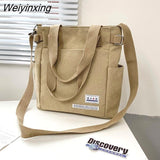 Weiyinxing Color Canvas Handbags Shoulder Bag Large Capacity Men Messenger Bag Student Laptop Book Bags Womens Single Tote Bag Bolsos