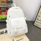 Weiyinxing Large Capacity Student Backpack High Quality Boy Girl Casual Schoolbag Nylon Waterproof Book Pack Travel Bag Solid Color