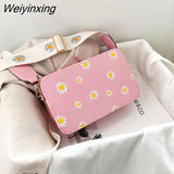 Weiyinxing Women's Bag Daisy Pattern Shoulder Bag Handbag Printed Small Square Bag Tote Classic Elegant Crossbody Shoulder Bag