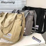 Weiyinxing Color Canvas Handbags Shoulder Bag Large Capacity Men Messenger Bag Student Laptop Book Bags Womens Single Tote Bag Bolsos