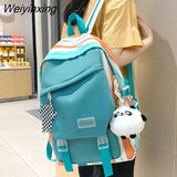 Weiyinxing Colorful Striped Women Backpack Female Waterproof Patchwork School Bag Travel Rucksack Teenage Girls Cute Backpacks Students